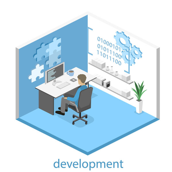 изометрическая концепция офисного программного обеспечения
