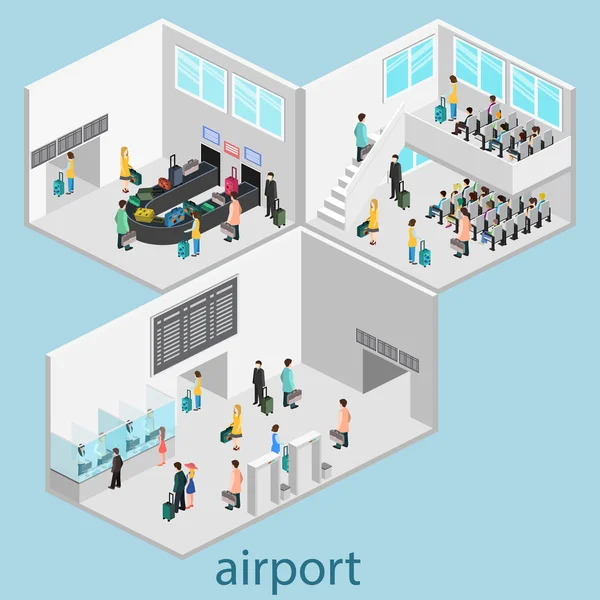 Izometrikus airport jelenetek — Stock Vector