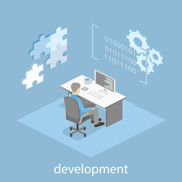 изометрическая концепция офисного программного обеспечения
