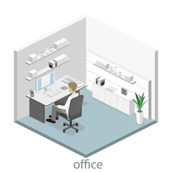Isometrischer Büroinnenraum — Stockvektor