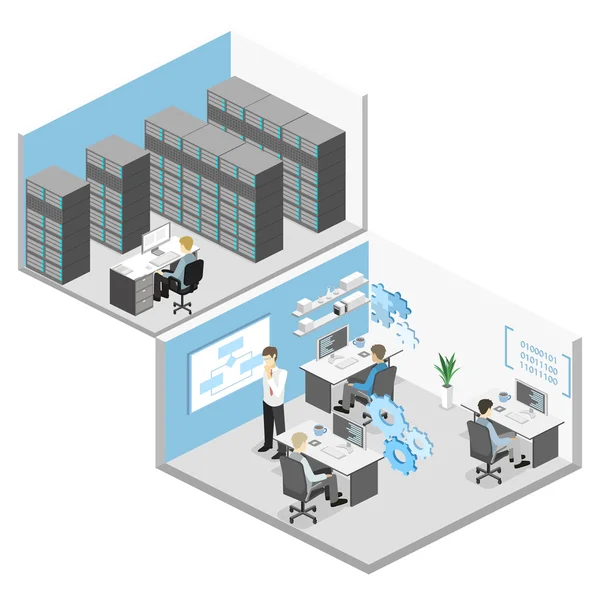 Concepto isométrico de software de oficina — Vector de stock