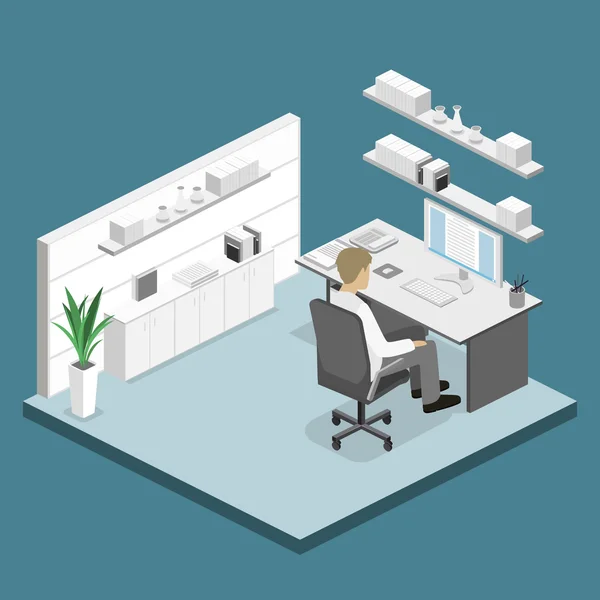 Isometrischer Büroinnenraum — Stockvektor