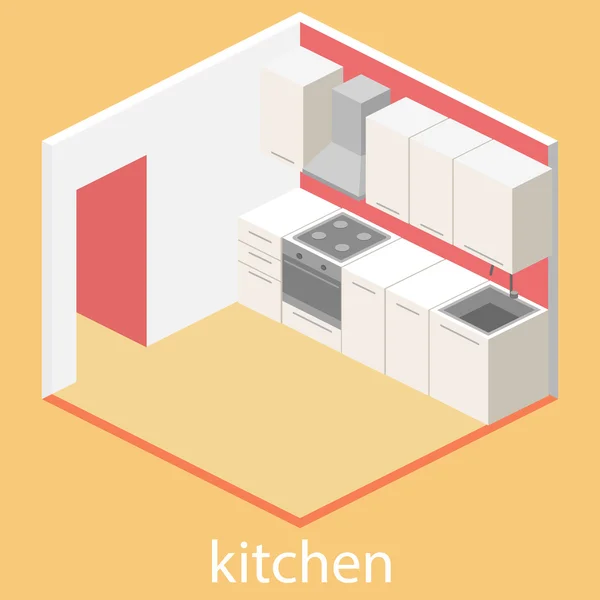 Isométrico interior de la cocina — Vector de stock