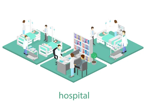 Изометрические интерьеры больничной палаты — стоковый вектор