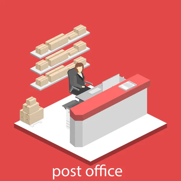 Izometryczne wnętrze post office — Wektor stockowy