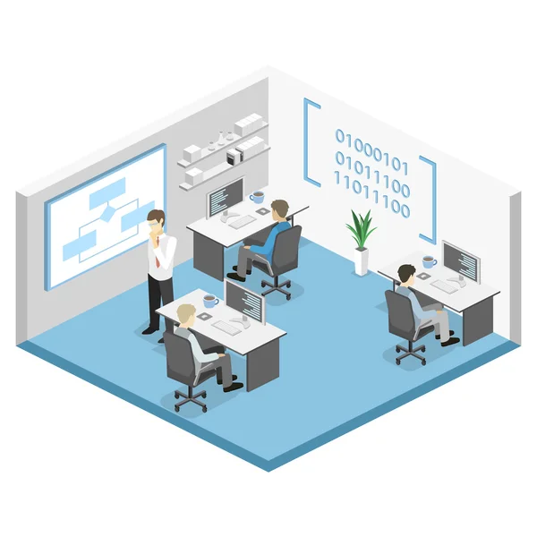 Concepto isométrico de software de oficina — Vector de stock