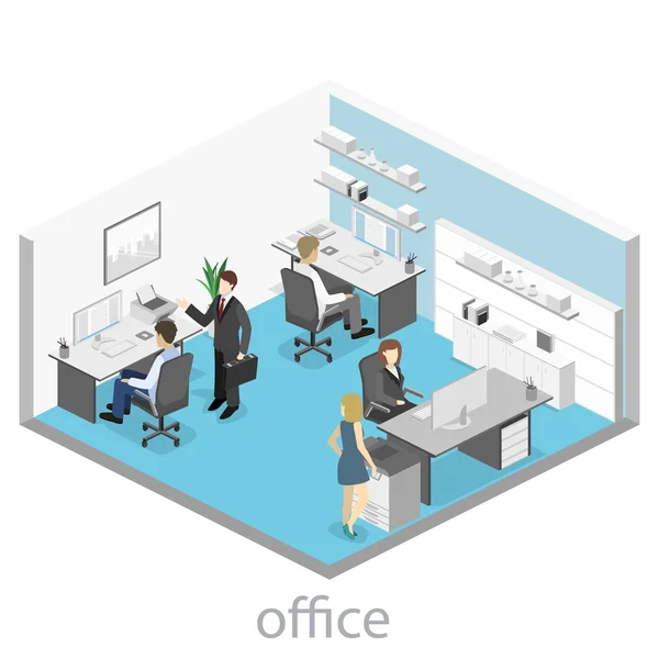 Isometric office interior — Stock Vector