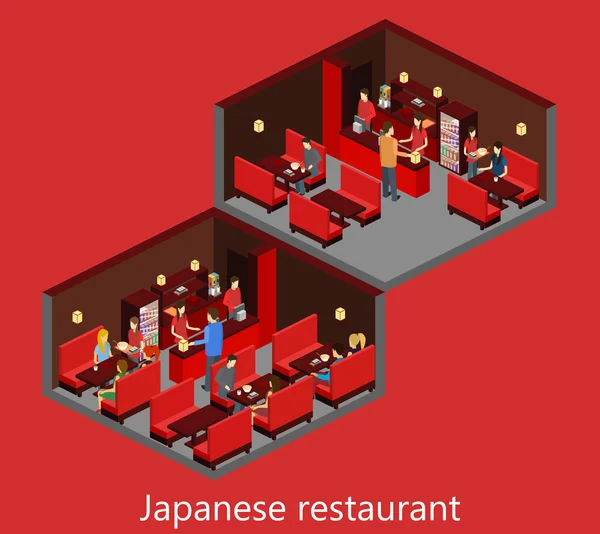 Isometric sushi restaurant — Stock Vector