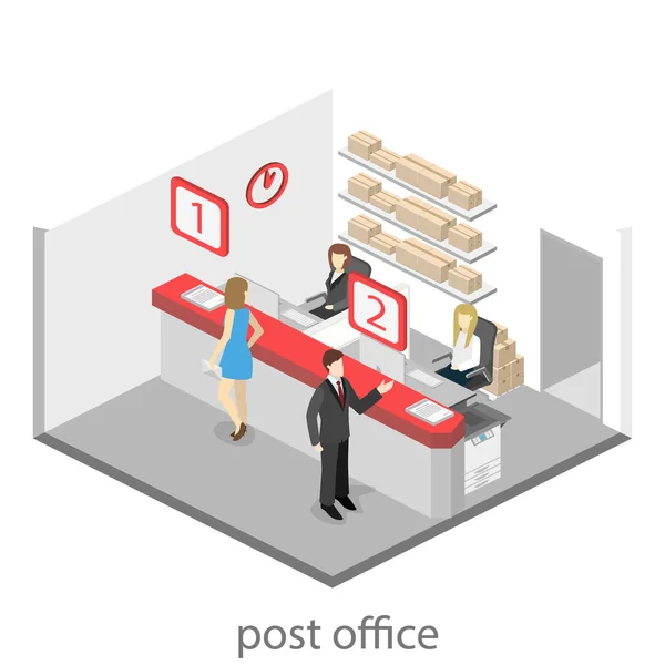 Interno isometrico dell'ufficio postale — Vettoriale Stock