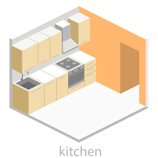 Isometric interior of kitchen — Stock Vector