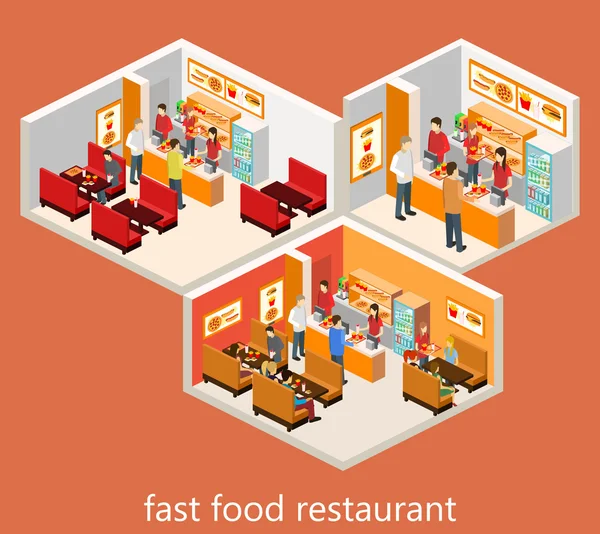 Restaurante de fast food isométrico — Vetor de Stock