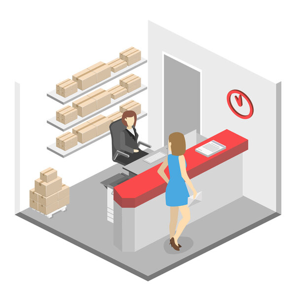 Изометрический интерьер почты
