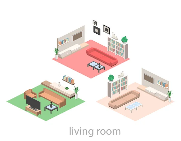 Vnitřek množiny moderního obývacího pokoje — Stockový vektor