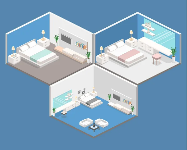 Modern bedroom design set — Stock Vector