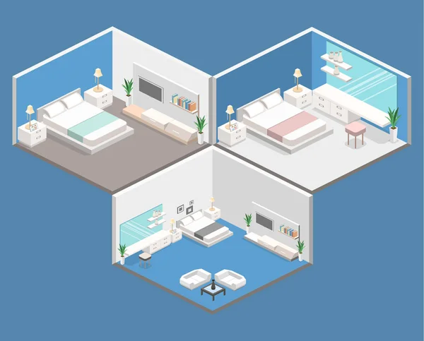 Conjunto de diseño de dormitorio moderno — Vector de stock