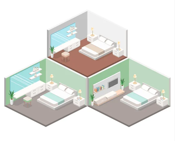 Modern yatak odası tasarım kümesi — Stok Vektör