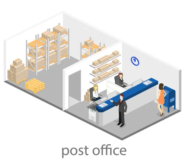 Interieur van postkantoor. — Stockvector