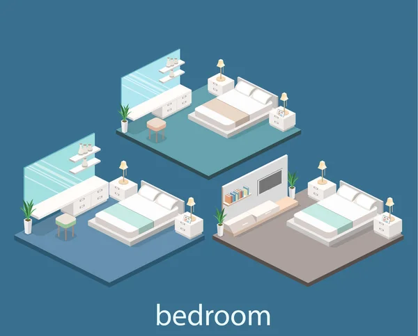 Desain kamar tidur modern ditata - Stok Vektor