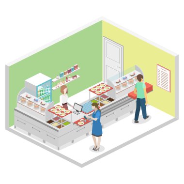 bir kahve dükkanı veya kantin iç.