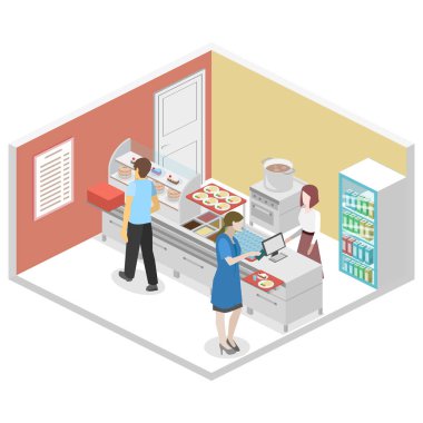 bir kahve dükkanı veya kantin iç.