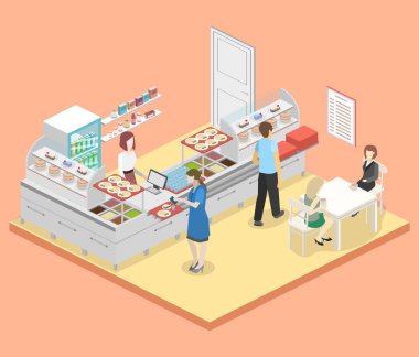 bir kahve dükkanı veya kantin iç.