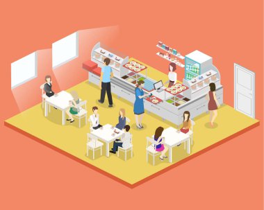 bir kahve dükkanı veya kantin iç.