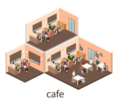 İzometrik iç coffee shop