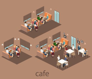 İzometrik iç coffee shop