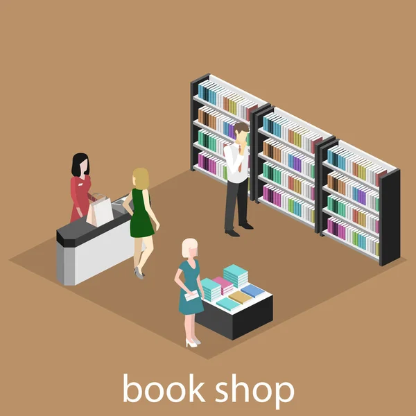 Interieur van boekhandel. — Stockvector