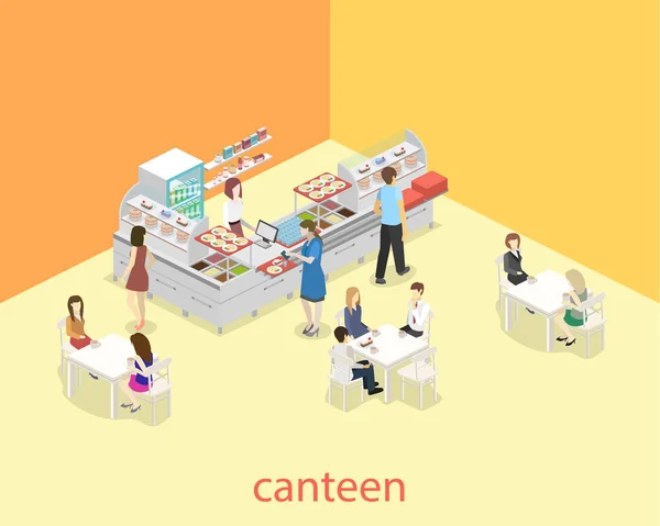 Interior de una cafetería o cantina . — Vector de stock