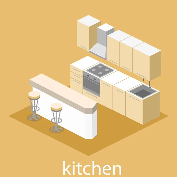 Interior de la cocina moderna — Vector de stock