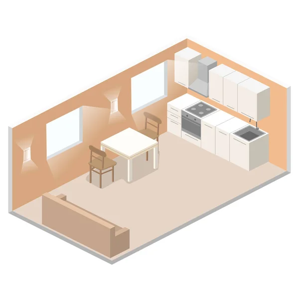 Interieur studio appartementen — Stockvector