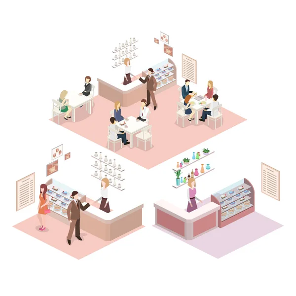 Isometric interior of sweet-shop — Stock Vector