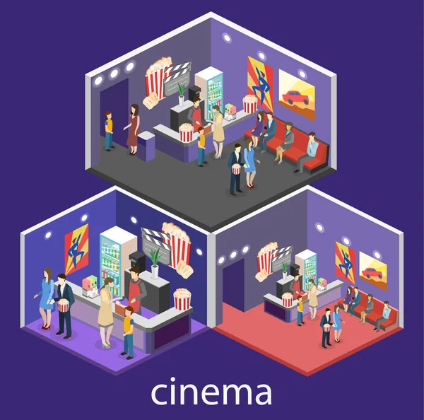 Interior de sala de espera de cine . — Vector de stock