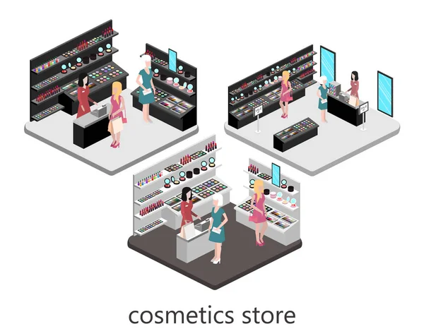 Interno isometrico di negozio di cosmetici — Vettoriale Stock