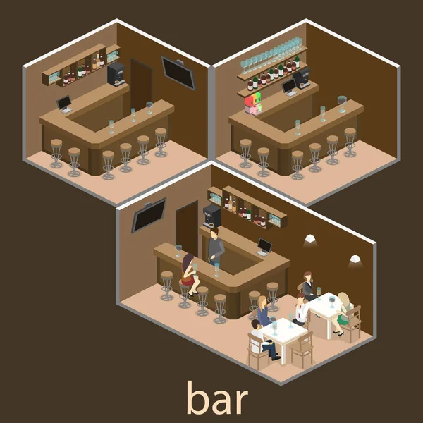 Intérieur plat du bar ou du pub . — Image vectorielle