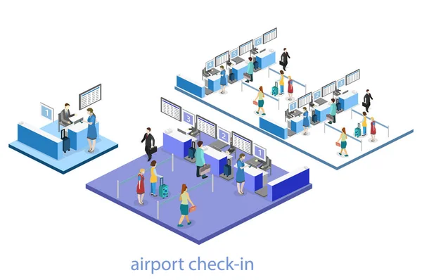 공항 체크인의 인테리어. — 스톡 벡터