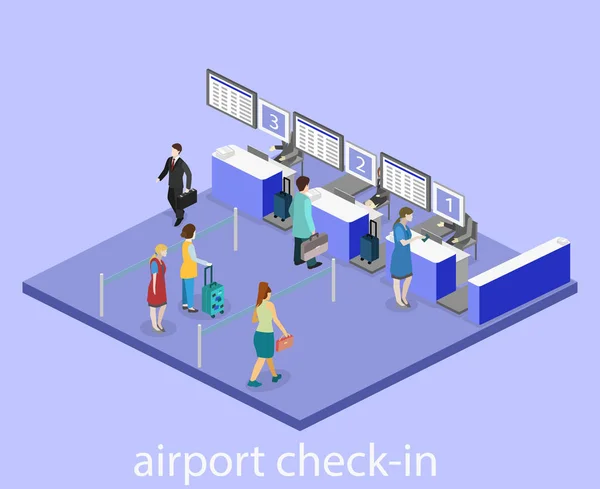 Belső reptéri check-in. — Stock Vector