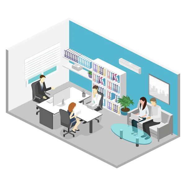 Isometric interior of director's office. — Stock Vector