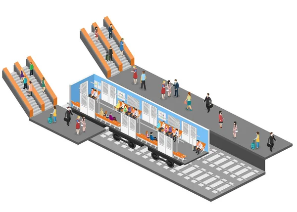 Belső tér metró metró vonat kocsit — Stock Vector