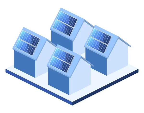 Solar panels on house — Stock Vector