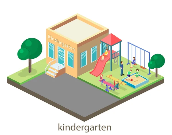Set parco giochi per bambini isometrico . — Vettoriale Stock