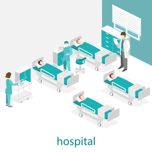 Isometric flat interior of hospital room. — Stock Vector