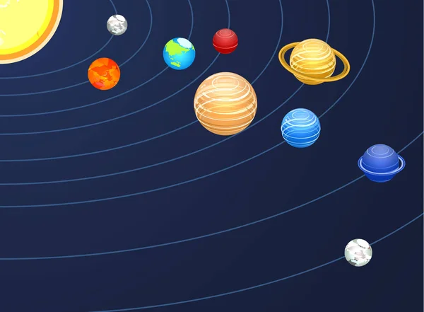Planety układu słonecznego wyświetlone — Wektor stockowy