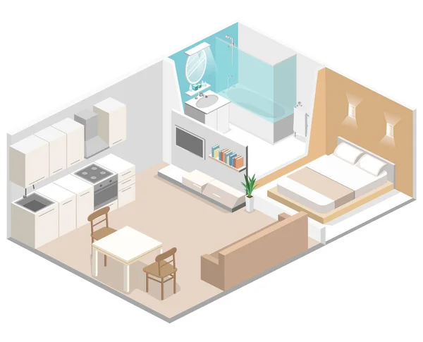 Interior de apartamentos estudio — Vector de stock