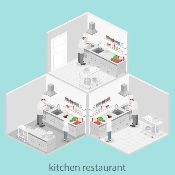 Interior del restaurante profesional cocina — Vector de stock