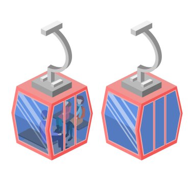 Dağlarda izometrik teleferik.