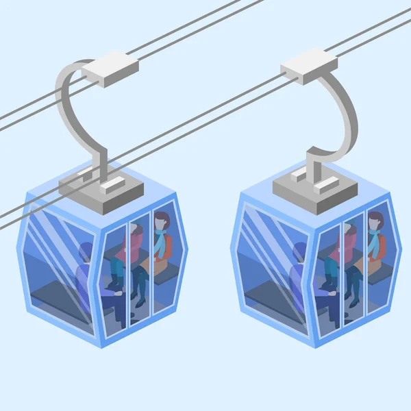 Dağlarda izometrik teleferik.