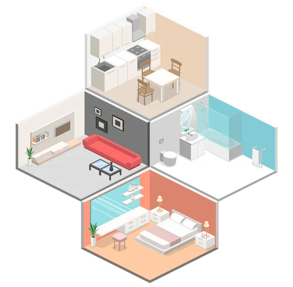 Interior de apartamentos estúdio —  Vetores de Stock