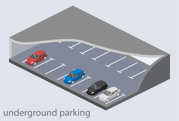 Aparcamiento subterráneo con coches — Archivo Imágenes Vectoriales